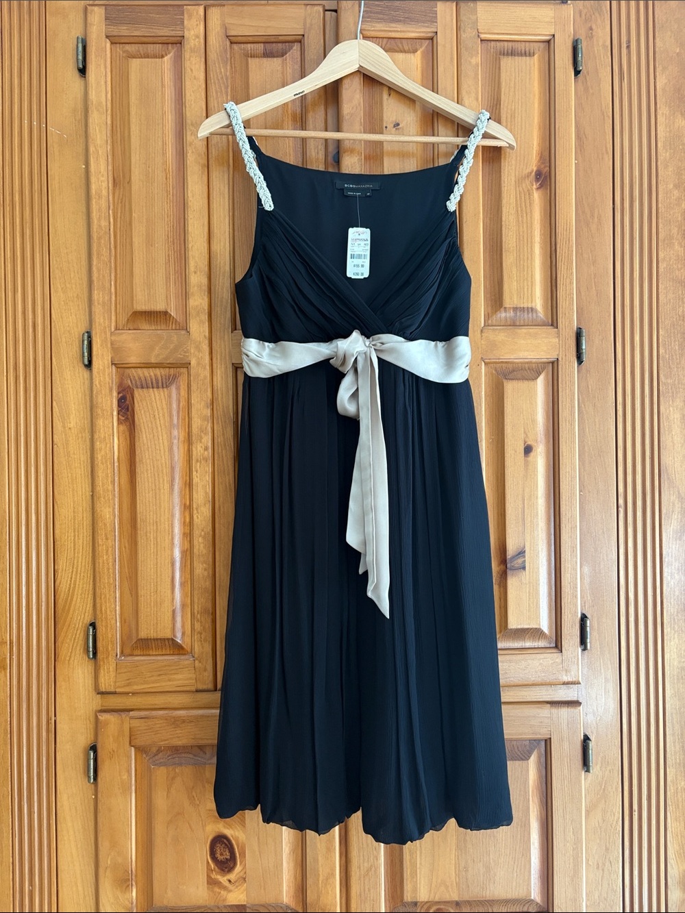 BCBGMaxAzria Black Silk Dress w/ sash